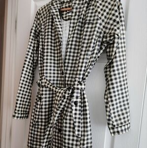 Columbia raincoat, black and white check pattern, small size